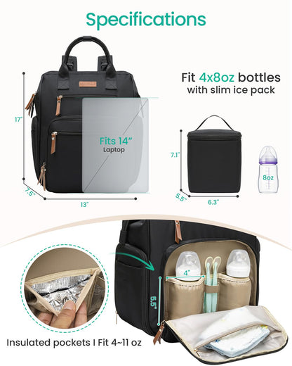 Extra Large Breast Pump Bag & Insulated Cooler, Dual-Deck Design