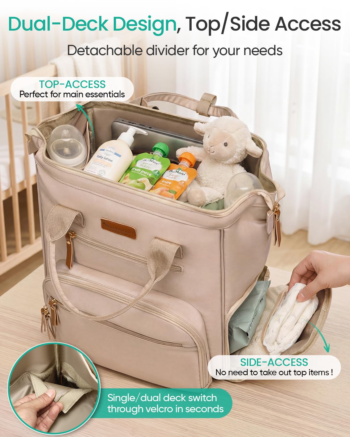 Extra Large Breast Pump Bag & Insulated Cooler, Dual-Deck Design