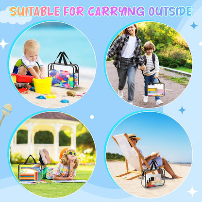 8 Packs Large Toy Storage Bags with Labels&Manual Pocket, Reusable Clear PVC Board Game Storage Bags, Travel Waterproof Organizer Bags with Zipper for Building Blocks, Puzzle, Toys