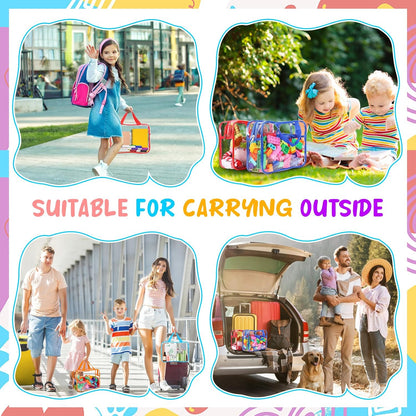 8 Packs Large Toy Storage Bags with Labels&Manual Pocket, Reusable Clear PVC Board Game Storage Bags, Travel Waterproof Organizer Bags with Zipper for Building Blocks, Puzzle, Toys