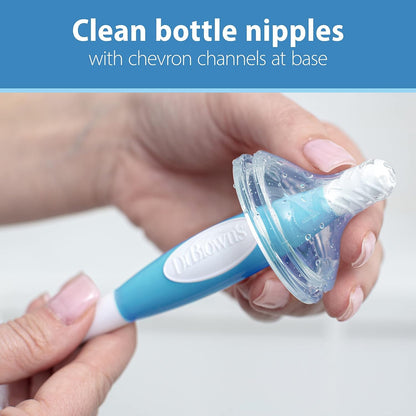Baby Bottle Drying Tower, Stand-Up Drying Rack with Baby Bottle Brush Soft Touch and Sponge Brush, Blue Variety Pack