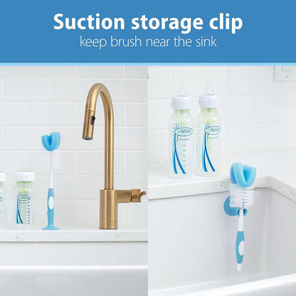 Baby Bottle Drying Tower, Stand-Up Drying Rack with Baby Bottle Brush Soft Touch and Sponge Brush, Blue Variety Pack