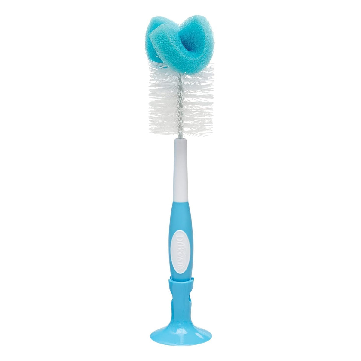 Baby Bottle Drying Tower, Stand-Up Drying Rack with Baby Bottle Brush Soft Touch and Sponge Brush, Blue Variety Pack