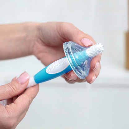 Baby Bottle Drying Tower, Stand-Up Drying Rack with Baby Bottle Brush Soft Touch and Sponge Brush, Blue Variety Pack