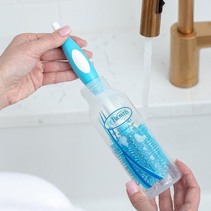 Baby Bottle Drying Tower, Stand-Up Drying Rack with Baby Bottle Brush Soft Touch and Sponge Brush, Blue Variety Pack