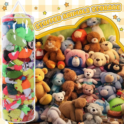Clear Stuffed Animal Bean Bag Cover for Kids,Waterproof PVC Storage Soft Stuff Animal for Organizing Toddler & Children Rooms,Portable Cylinder Bag to Sit, Play & Box(47.2x13.8x13.8in)