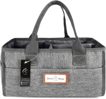 Polyester Diaper Caddy Organizer - Portable Wipe-Clean Nursery Storage Basket with Pockets and Dividers for Diapers, Wipes and Baby Essentials - For Nursery, Living Room and Car
