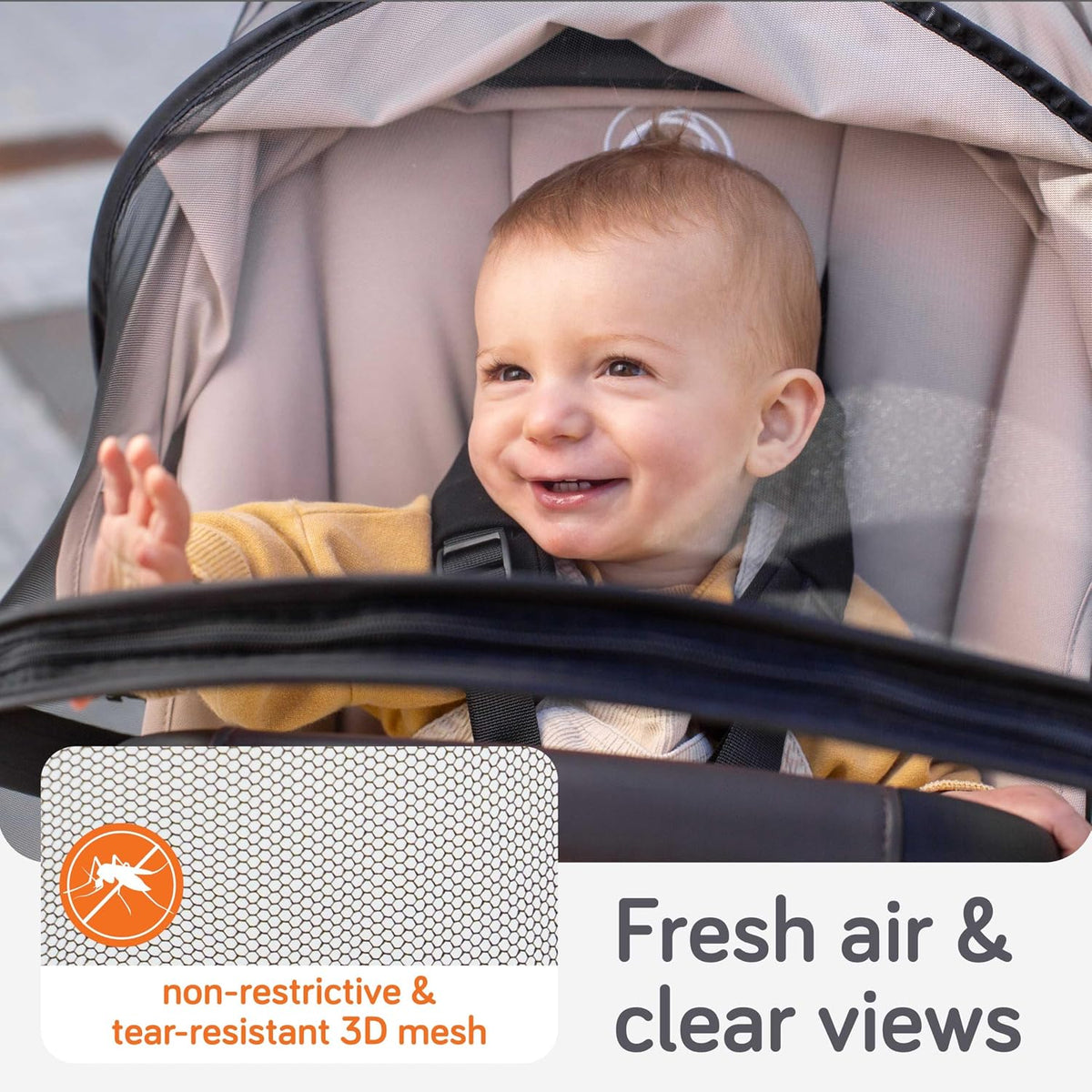 Stroller Sun Shade Cover - UPF 50+ Stroller Cover, Baby Sun Protection, Breathable Blackout Mesh Baby Sun Shade, Stroller Shade with Zip-up Window, 6+ Months (+Travel Bag)