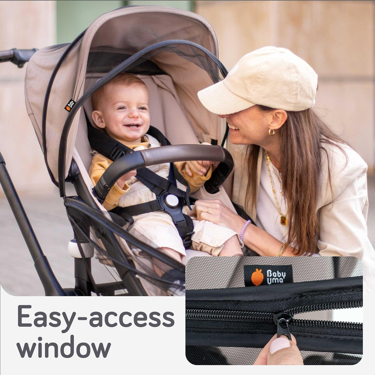 Stroller Sun Shade Cover - UPF 50+ Stroller Cover, Baby Sun Protection, Breathable Blackout Mesh Baby Sun Shade, Stroller Shade with Zip-up Window, 6+ Months (+Travel Bag)