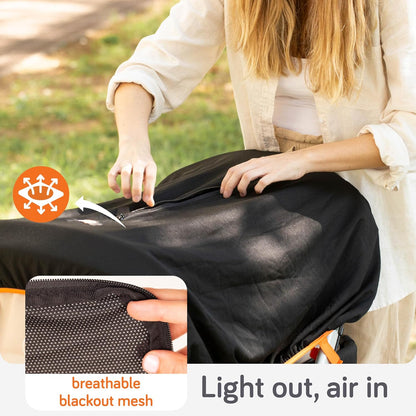 Stroller Sun Shade Cover - UPF 50+ Stroller Cover, Baby Sun Protection, Breathable Blackout Mesh Baby Sun Shade, Stroller Shade with Zip-up Window, 6+ Months (+Travel Bag)