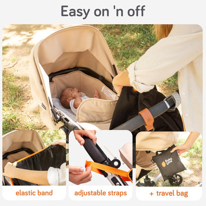 Stroller Sun Shade Cover - UPF 50+ Stroller Cover, Baby Sun Protection, Breathable Blackout Mesh Baby Sun Shade, Stroller Shade with Zip-up Window, 6+ Months (+Travel Bag)