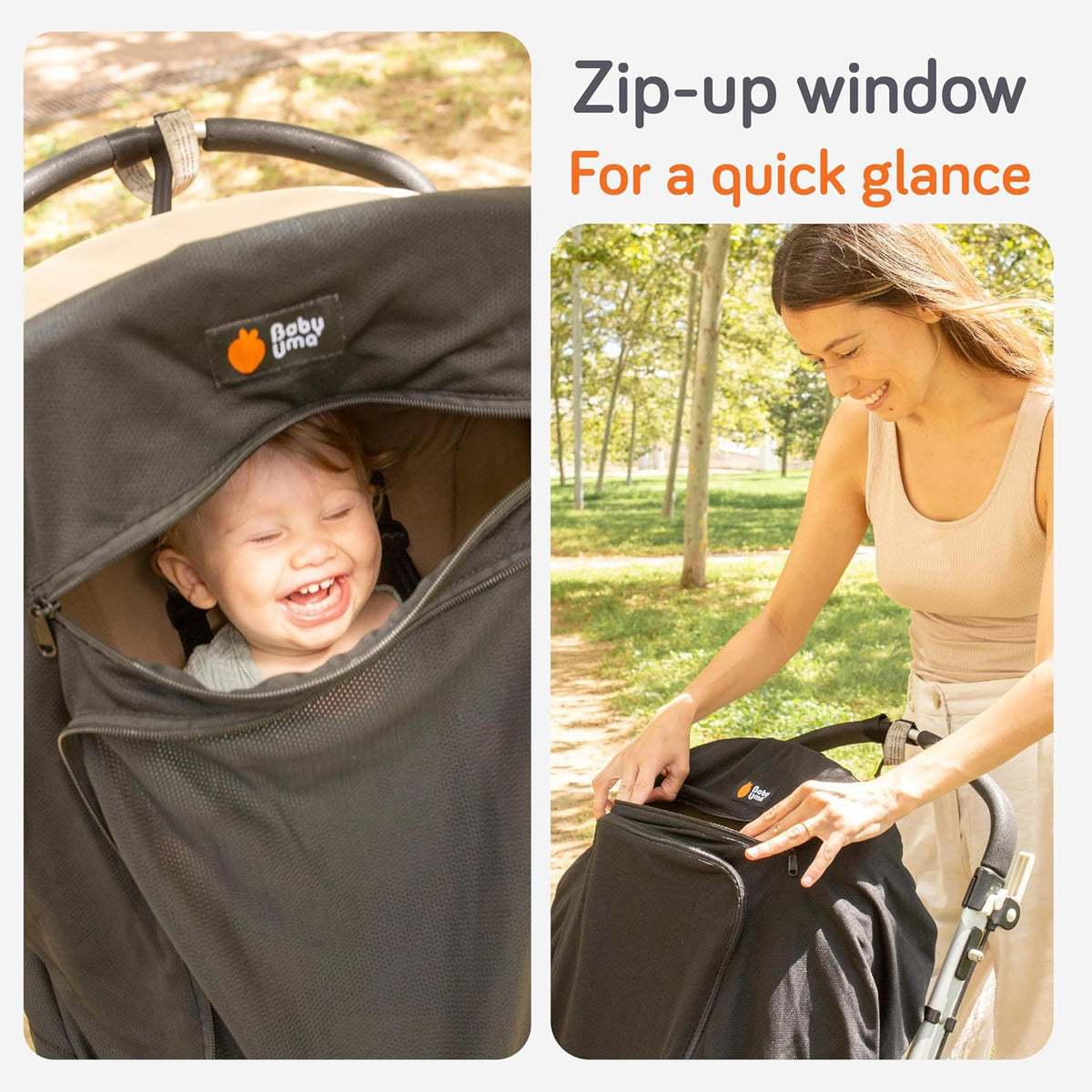 Stroller Sun Shade Cover - UPF 50+ Stroller Cover, Baby Sun Protection, Breathable Blackout Mesh Baby Sun Shade, Stroller Shade with Zip-up Window, 6+ Months (+Travel Bag)