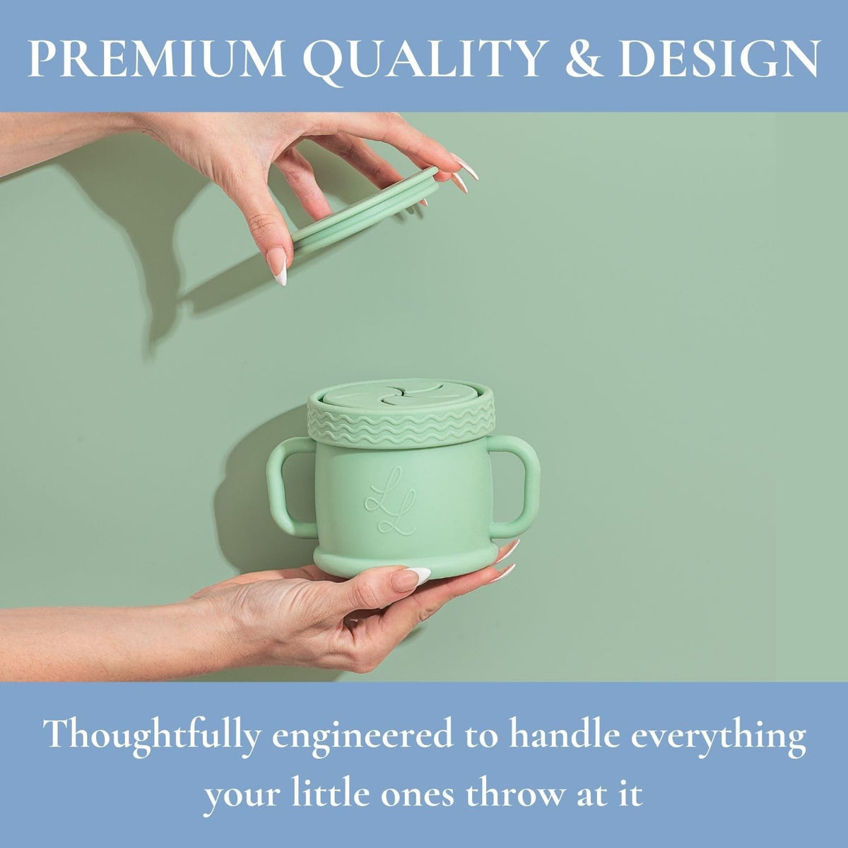 Spill Proof Silicone Toddler Snack Cup, 10 oz - Blue
