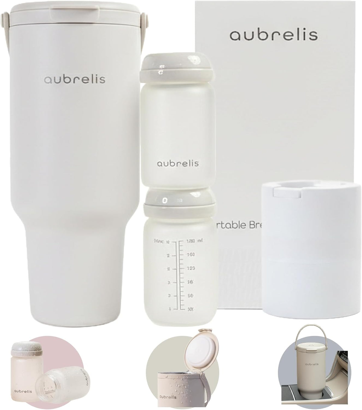 Portable Breast Milk Cooler 17oz with 2 Glass Baby Bottles, 24H Cooling No Ice Needed, Travel Essentials for Pumping Moms, Newborn Essentials Must Have, Coconut Milk Color
