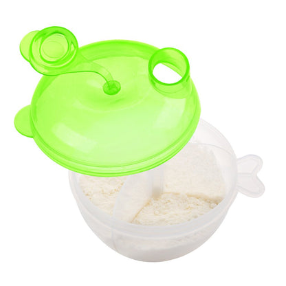 Baby Formula Dispenser for On-the-Go Feedings, Three-Compartment Non-Spill Formula Container to Go, Snack Milk Powder Dispenser for Traveling with Infant Toddler, Green, 2 Pack