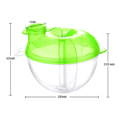Baby Formula Dispenser for On-the-Go Feedings, Three-Compartment Non-Spill Formula Container to Go, Snack Milk Powder Dispenser for Traveling with Infant Toddler, Green, 2 Pack