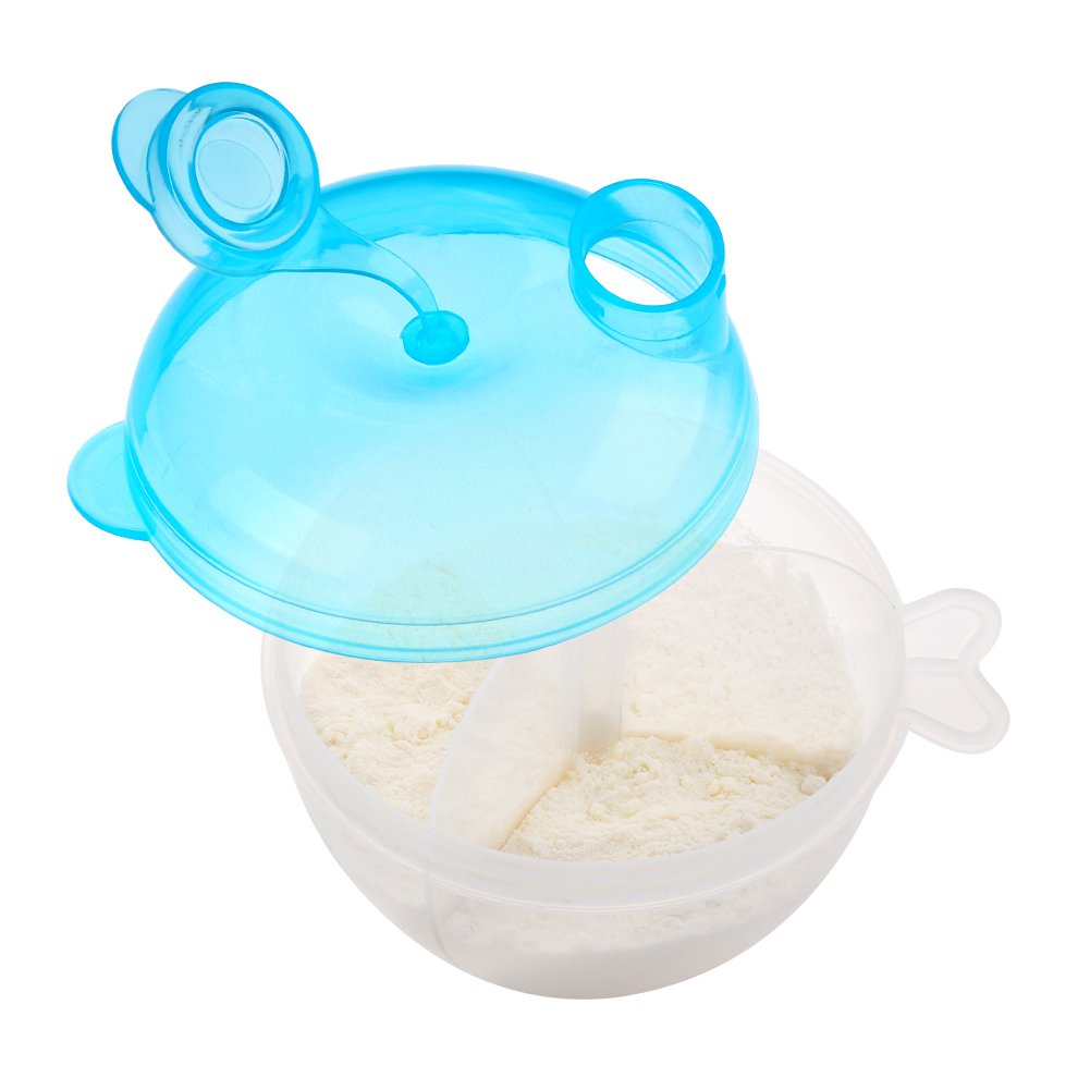 Baby Formula Dispenser for On-the-Go Feedings, Three-Compartment Non-Spill Formula Container to Go, Snack Milk Powder Dispenser for Traveling with Infant Toddler, Green, 2 Pack