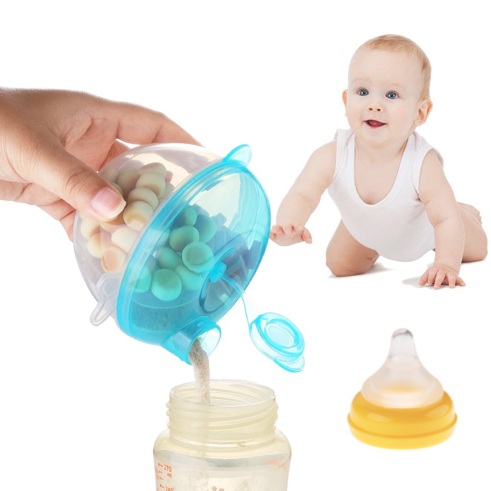 Baby Formula Dispenser for On-the-Go Feedings, Three-Compartment Non-Spill Formula Container to Go, Snack Milk Powder Dispenser for Traveling with Infant Toddler, Green, 2 Pack