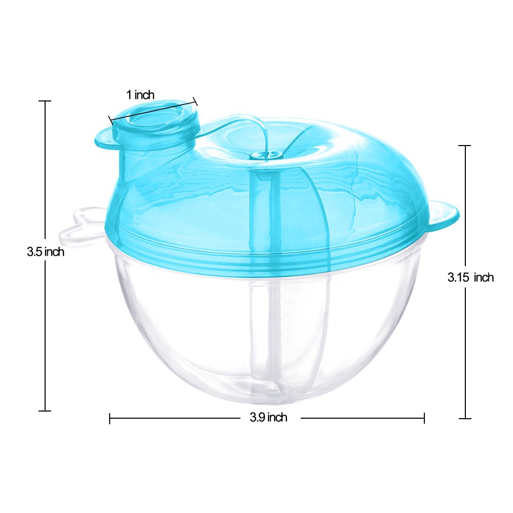 Baby Formula Dispenser for On-the-Go Feedings, Three-Compartment Non-Spill Formula Container to Go, Snack Milk Powder Dispenser for Traveling with Infant Toddler, Green, 2 Pack