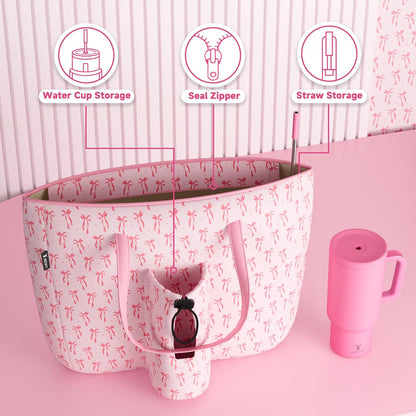 15L Womens Utility Tote Bag with Zipper for 40 oz Tumbler with Handle | Water Bottle Carrier Holder for Ladies Girls, 40 oz Tumbler Accessories for Travel Sports Gym Work Yoga, Straw Storage