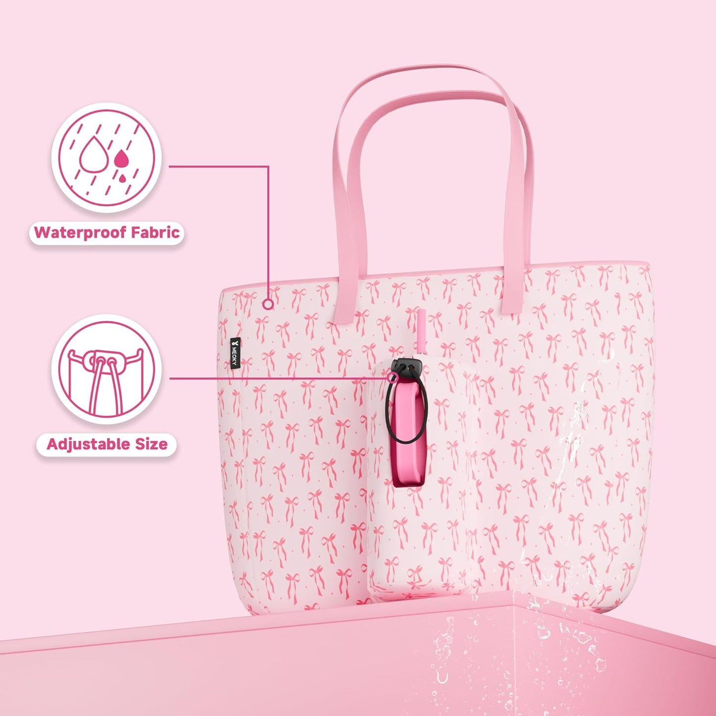 15L Womens Utility Tote Bag with Zipper for 40 oz Tumbler with Handle | Water Bottle Carrier Holder for Ladies Girls, 40 oz Tumbler Accessories for Travel Sports Gym Work Yoga, Straw Storage