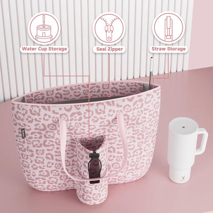 15L Womens Utility Tote Bag with Zipper for 40 oz Tumbler with Handle | Water Bottle Carrier Holder for Ladies Girls, 40 oz Tumbler Accessories for Travel Sports Gym Work Yoga, Straw Storage