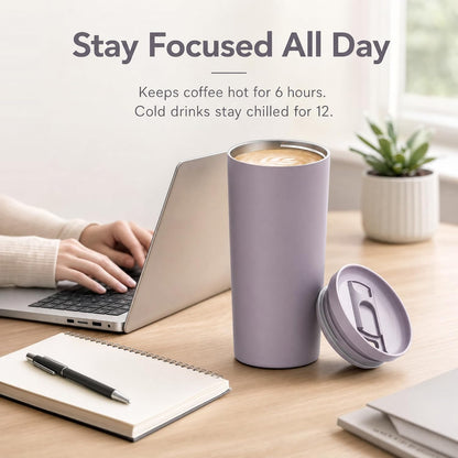 StreamSip 17oz Insulated Stainless Steel Tumbler, Double Wall Vacuum Sweat-Free Travel Coffee Cup with Slide Sip Lid, BPA-Free Reusable Coffee Mug (Teal)
