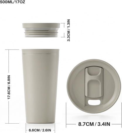 StreamSip 17oz Insulated Stainless Steel Tumbler, Double Wall Vacuum Sweat-Free Travel Coffee Cup with Slide Sip Lid, BPA-Free Reusable Coffee Mug (Teal)