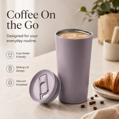StreamSip 17oz Insulated Stainless Steel Tumbler, Double Wall Vacuum Sweat-Free Travel Coffee Cup with Slide Sip Lid, BPA-Free Reusable Coffee Mug (Teal)