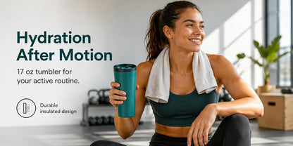 StreamSip 17oz Insulated Stainless Steel Tumbler, Double Wall Vacuum Sweat-Free Travel Coffee Cup with Slide Sip Lid, BPA-Free Reusable Coffee Mug (Teal)