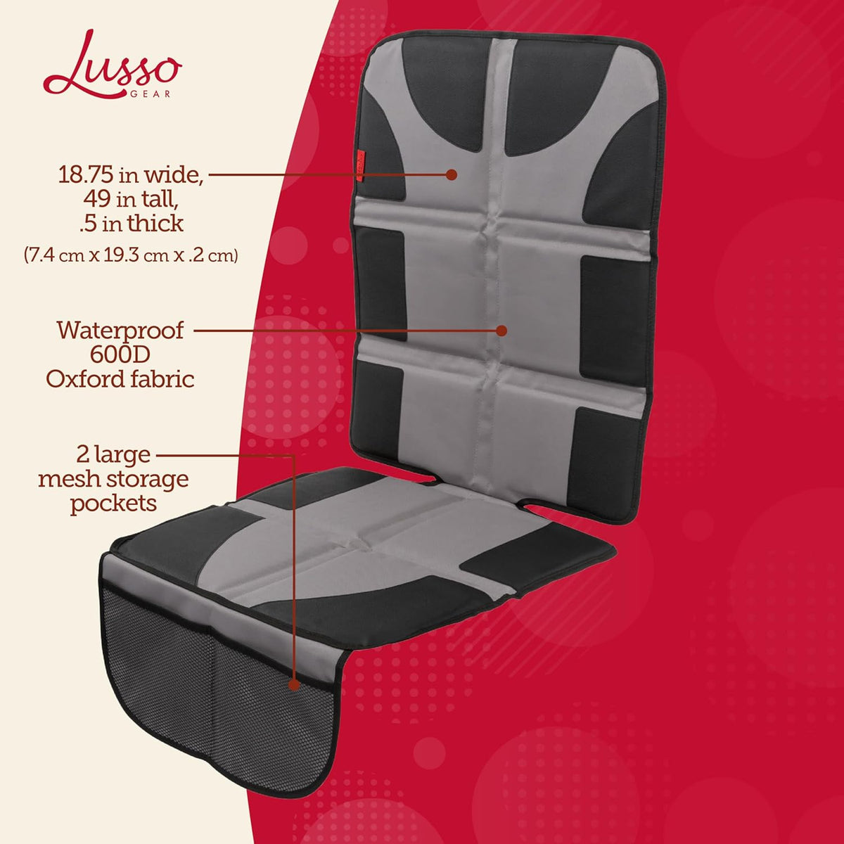 Car Seat Cover & Protector - Waterproof Non-Slip Protector - Mesh Pocket Organizer - Universal Fit for Convertible & Toddler Car Seats, Black
