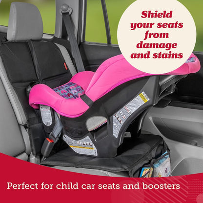 Car Seat Cover & Protector - Waterproof Non-Slip Protector - Mesh Pocket Organizer - Universal Fit for Convertible & Toddler Car Seats, Black