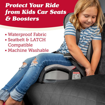 Car Seat Cover & Protector - Waterproof Non-Slip Protector - Mesh Pocket Organizer - Universal Fit for Convertible & Toddler Car Seats, Black