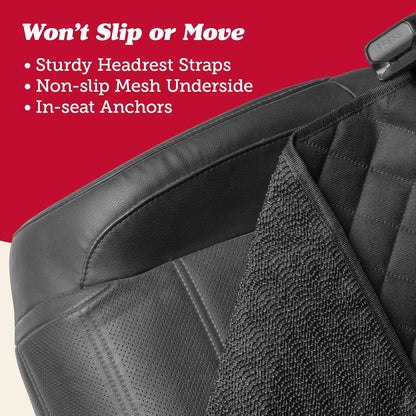 Car Seat Cover & Protector - Waterproof Non-Slip Protector - Mesh Pocket Organizer - Universal Fit for Convertible & Toddler Car Seats, Black