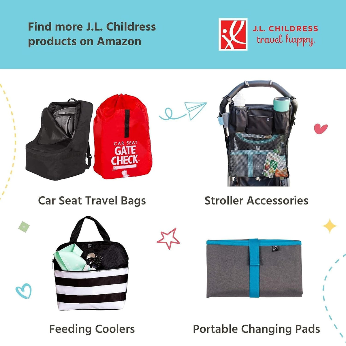 J.L. Childress Gate Check Travel Bag for Umbrella Strollers, Red