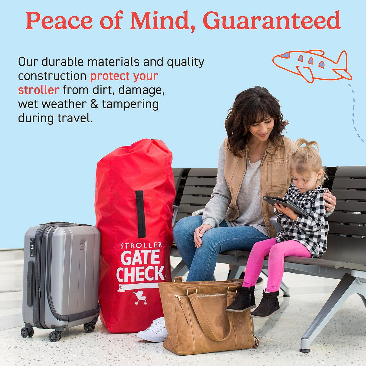 J.L. Childress Gate Check Travel Bag for Umbrella Strollers, Red