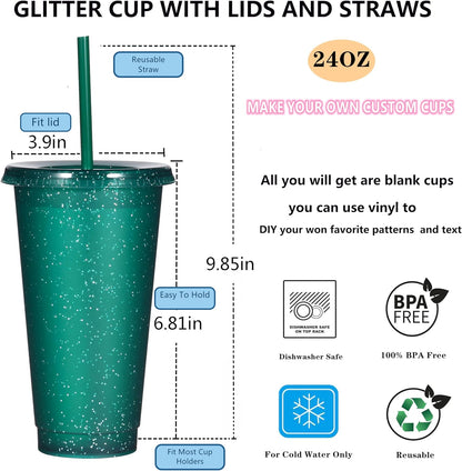 Tumbler with Straw and Lid,Water Bottle Iced Coffee Travel Mug Cup,Reusable Plastic Cups,Perfect for Parties,Birthdays,24oz-5 Pack (Rainbow, 5pack)