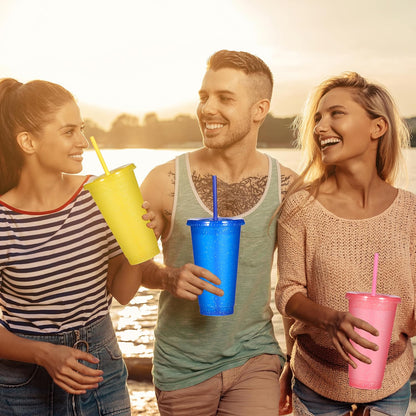 Tumbler with Straw and Lid,Water Bottle Iced Coffee Travel Mug Cup,Reusable Plastic Cups,Perfect for Parties,Birthdays,24oz-5 Pack (Rainbow, 5pack)