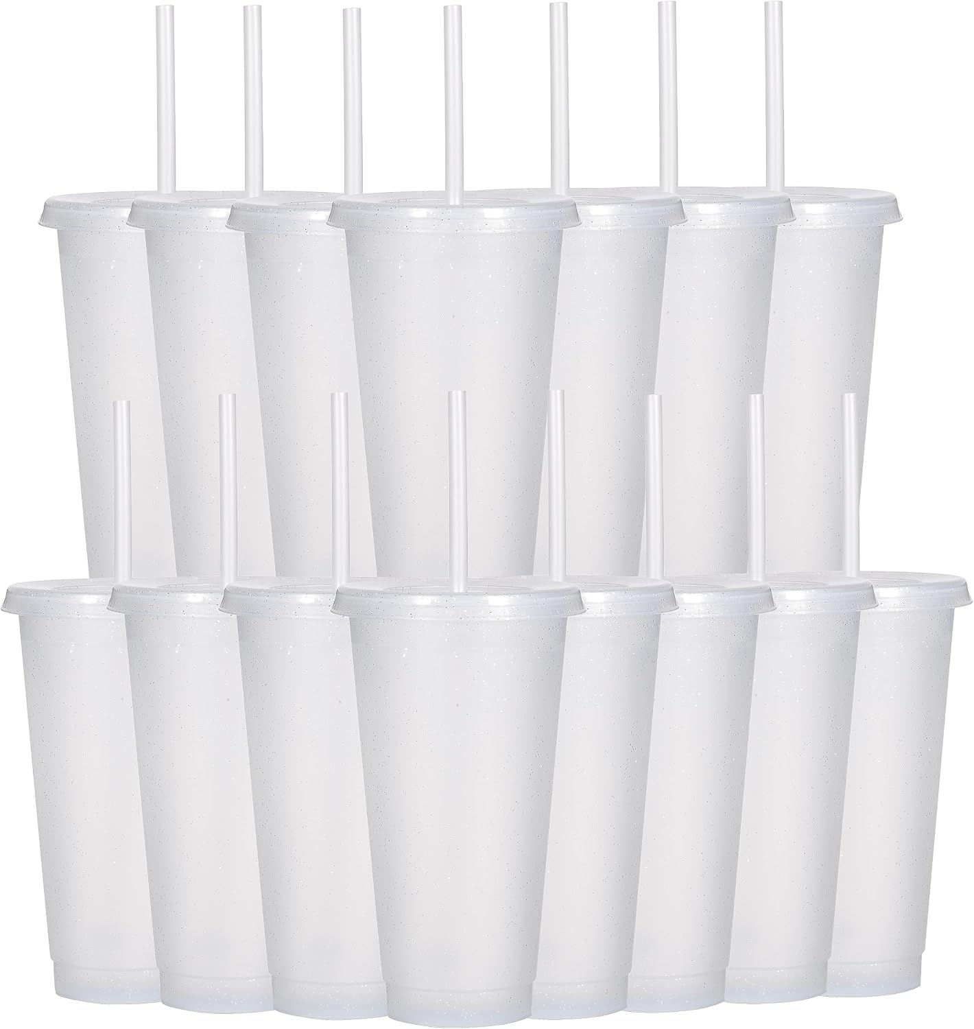 Tumbler with Straw and Lid,Water Bottle Iced Coffee Travel Mug Cup,Reusable Plastic Cups,Perfect for Parties,Birthdays,24oz-5 Pack (Rainbow, 5pack)