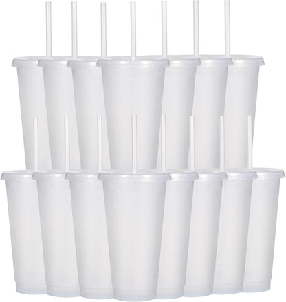 Tumbler with Straw and Lid,Water Bottle Iced Coffee Travel Mug Cup,Reusable Plastic Cups,Perfect for Parties,Birthdays,24oz-5 Pack (Rainbow, 5pack)