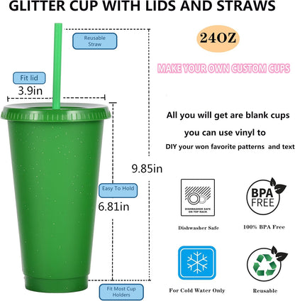 Tumbler with Straw and Lid,Water Bottle Iced Coffee Travel Mug Cup,Reusable Plastic Cups,Perfect for Parties,Birthdays,24oz-5 Pack (Rainbow, 5pack)