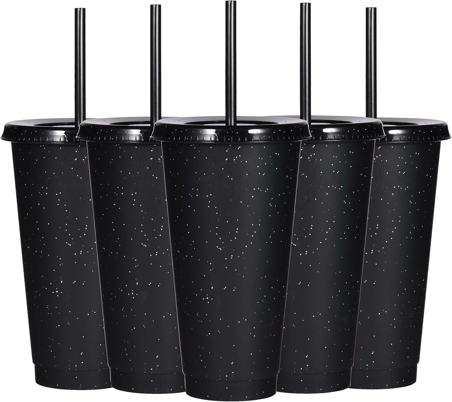 Tumbler with Straw and Lid,Water Bottle Iced Coffee Travel Mug Cup,Reusable Plastic Cups,Perfect for Parties,Birthdays,24oz-5 Pack (Rainbow, 5pack)