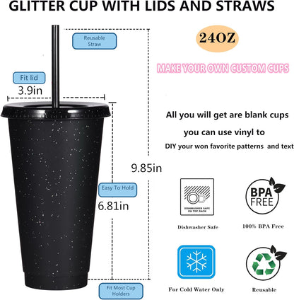 Tumbler with Straw and Lid,Water Bottle Iced Coffee Travel Mug Cup,Reusable Plastic Cups,Perfect for Parties,Birthdays,24oz-5 Pack (Rainbow, 5pack)