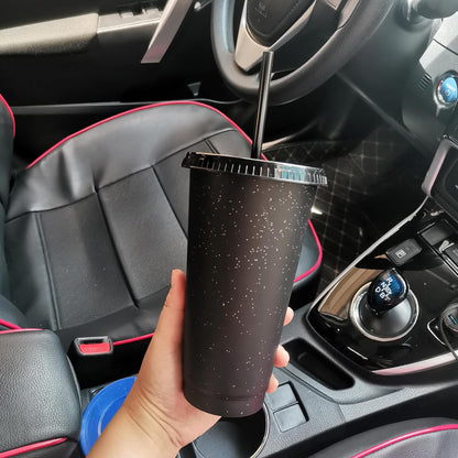 Tumbler with Straw and Lid,Water Bottle Iced Coffee Travel Mug Cup,Reusable Plastic Cups,Perfect for Parties,Birthdays,24oz-5 Pack (Rainbow, 5pack)