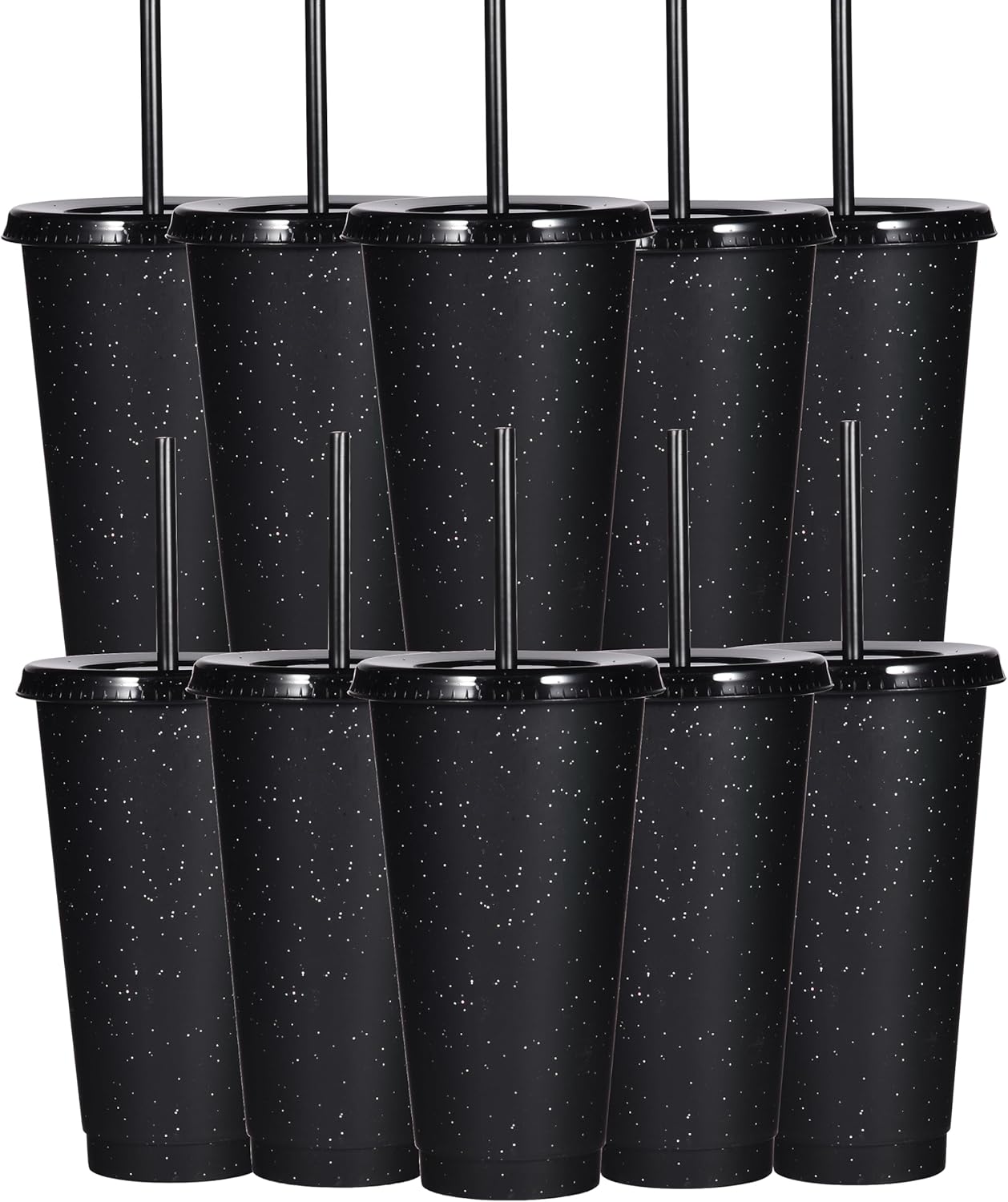 Tumbler with Straw and Lid,Water Bottle Iced Coffee Travel Mug Cup,Reusable Plastic Cups,Perfect for Parties,Birthdays,24oz-5 Pack (Rainbow, 5pack)
