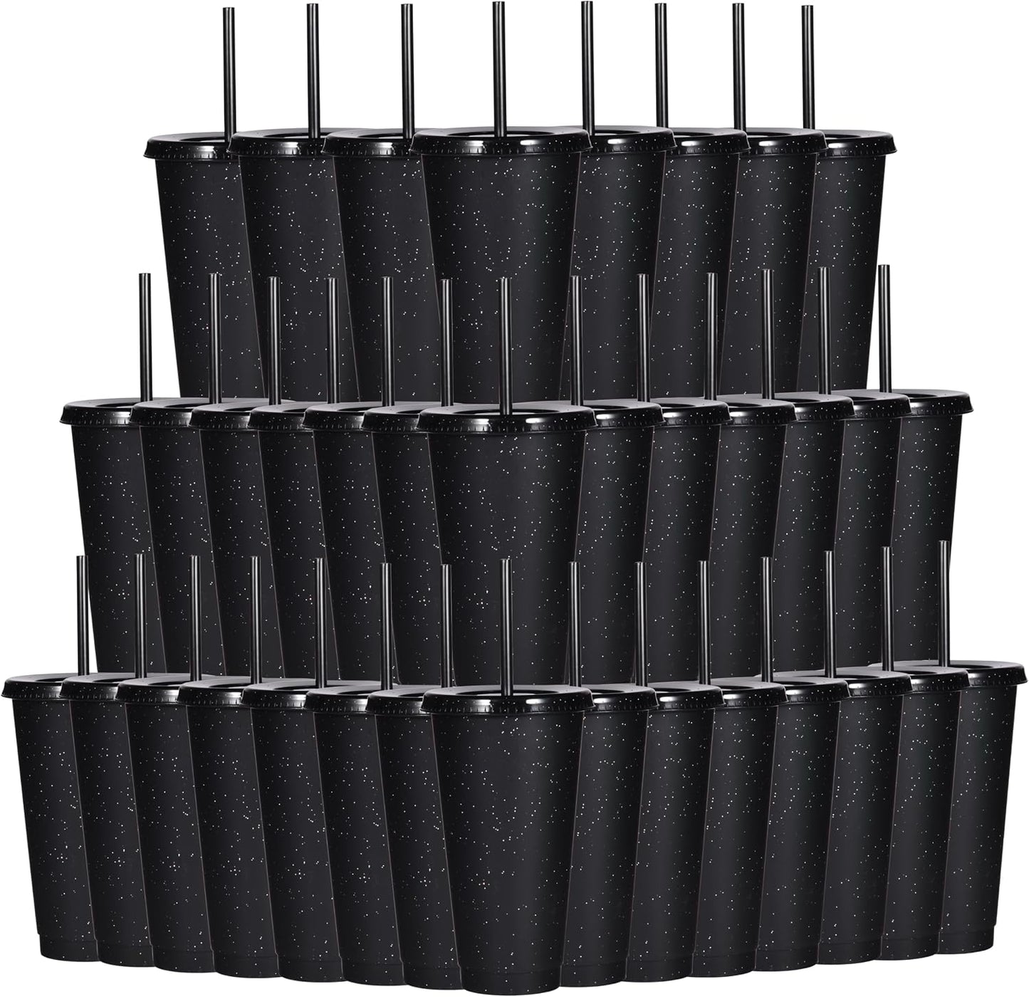 Tumbler with Straw and Lid,Water Bottle Iced Coffee Travel Mug Cup,Reusable Plastic Cups,Perfect for Parties,Birthdays,24oz-5 Pack (Rainbow, 5pack)