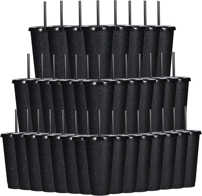 Tumbler with Straw and Lid,Water Bottle Iced Coffee Travel Mug Cup,Reusable Plastic Cups,Perfect for Parties,Birthdays,24oz-5 Pack (Rainbow, 5pack)