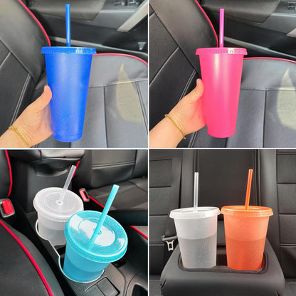 Tumbler with Straw and Lid,Water Bottle Iced Coffee Travel Mug Cup,Reusable Plastic Cups,Perfect for Parties,Birthdays,24oz-5 Pack (Rainbow, 5pack)