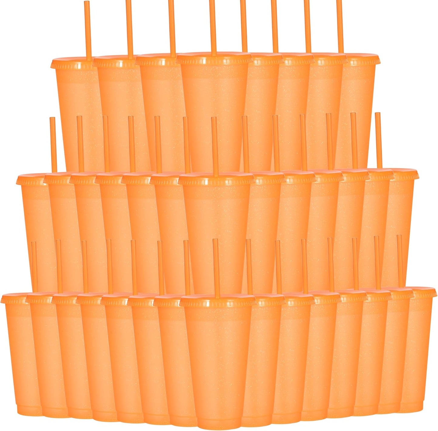 Tumbler with Straw and Lid,Water Bottle Iced Coffee Travel Mug Cup,Reusable Plastic Cups,Perfect for Parties,Birthdays,24oz-5 Pack (Rainbow, 5pack)