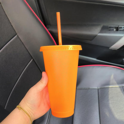 Tumbler with Straw and Lid,Water Bottle Iced Coffee Travel Mug Cup,Reusable Plastic Cups,Perfect for Parties,Birthdays,24oz-5 Pack (Rainbow, 5pack)